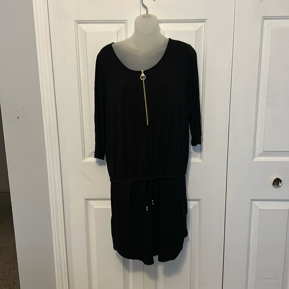 Lascana for Venus Sz M Black Pool Beach Cover Up Dress GUC TIE WAIST B21